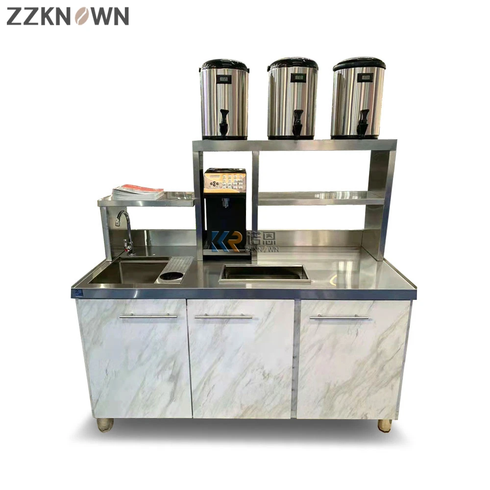 Water Bar Counter Commercial Tea Bar Counter Stainless Steel Bubble Milk Tea Bar Innovative Design