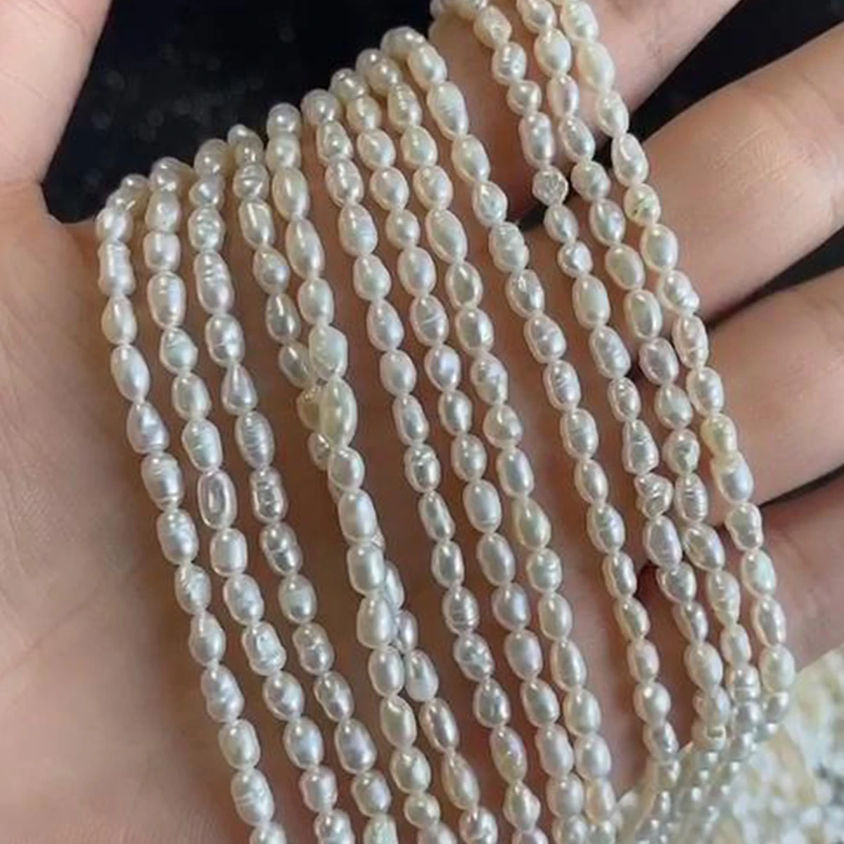 2-3mm Reisperlen, natürliche Süßwasserperlen für die Schmuckherstellung, DIY-Halsketten, Armbänder, handgefertigte Bastelarbeiten, Zubehör – Detail 3