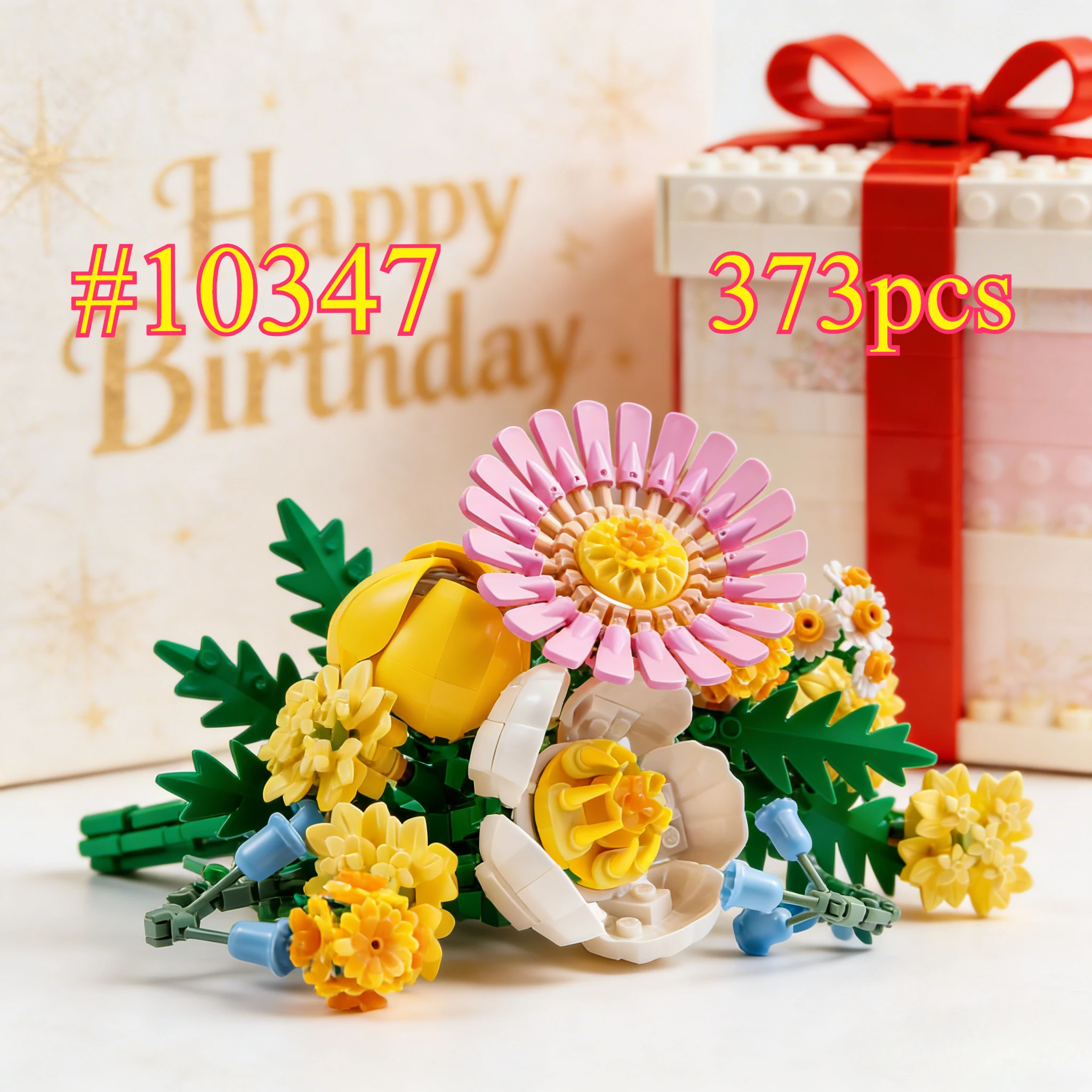 ชุดตัวต่อบล็อก 10347 ช่อดอกไม้สุดโรแมนติกและสีสันสดใส เหมาะสำหรับเป็นของขวัญวันเกิด ใช้ร่วมกับตัวต่อเลโก้ได้ จำนวน 373 ชิ้น