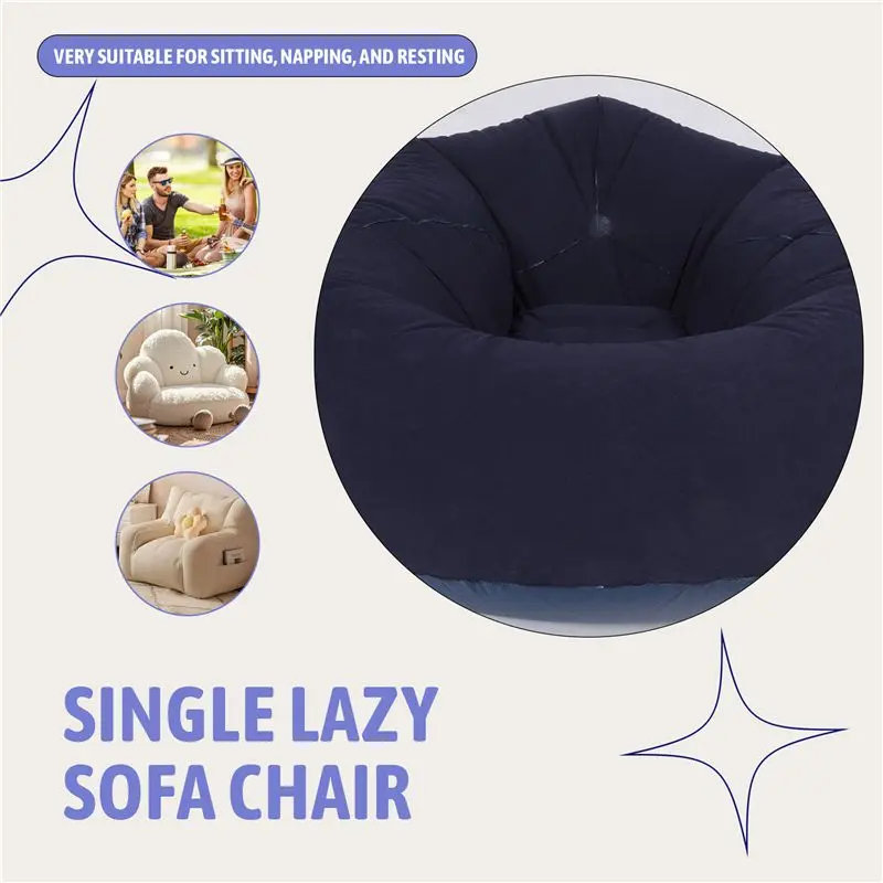 BAAJ-Large Inflatable Sofa Chair Bean Bag Flocking PVC Garden Lounge Beanbag Outdoor Furniture Camping Backpacking Bags