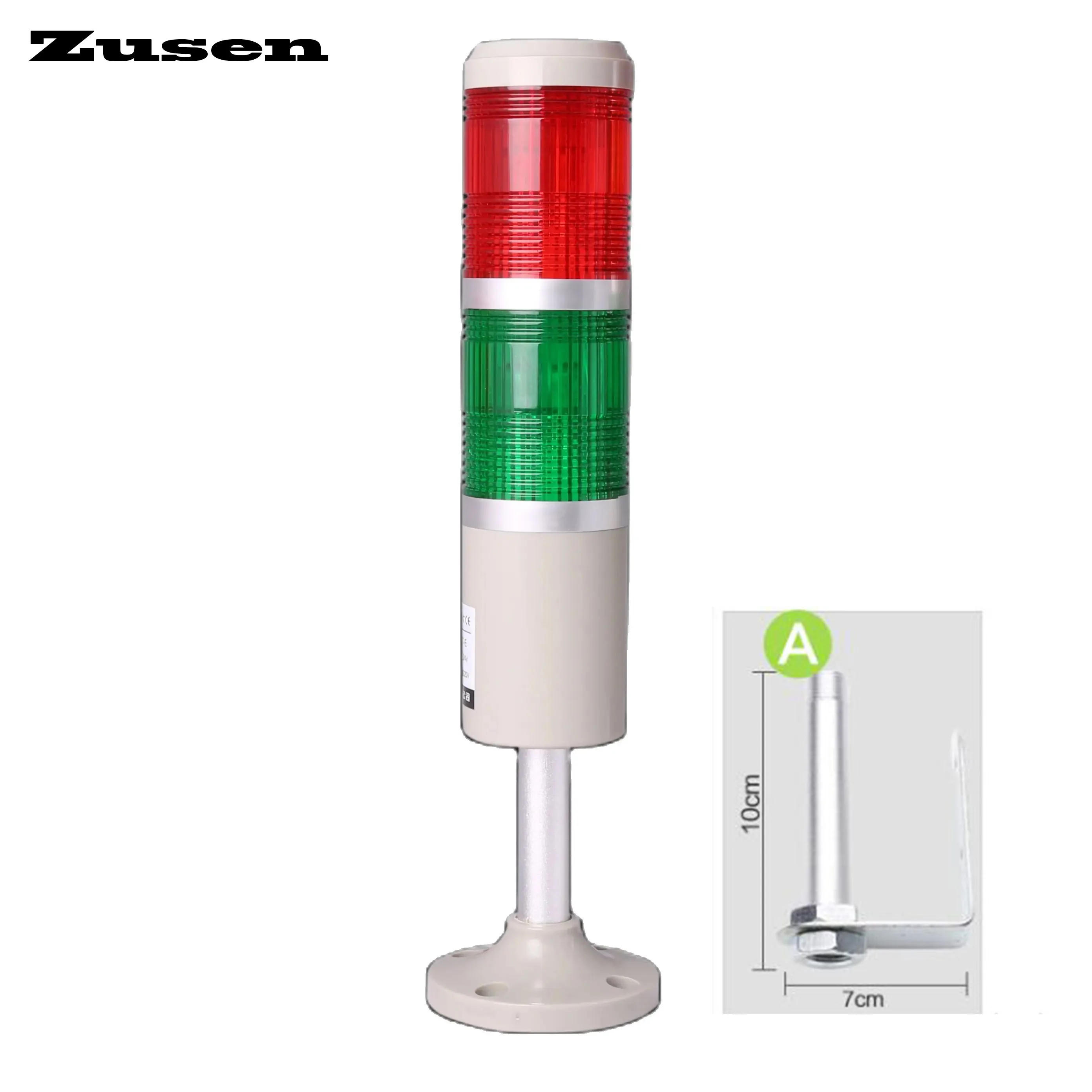 Zusen 50mm TB50-2T(W)-D with 10cm L Bracket Two-layer Always Bright or Flashes Led Signal Tower Light