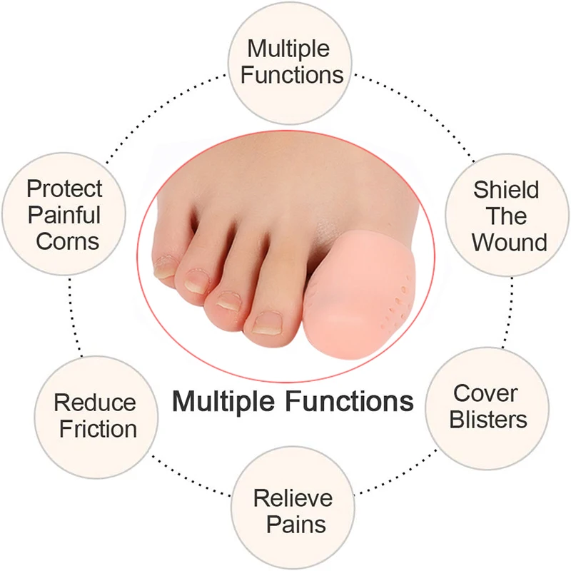 Pexmen 2/4Pcs Gel Big Toe Caps Toe Protector Cover with Holes Protect Toe from Rubbing Ingrown Toenails Corns Callus and Blister