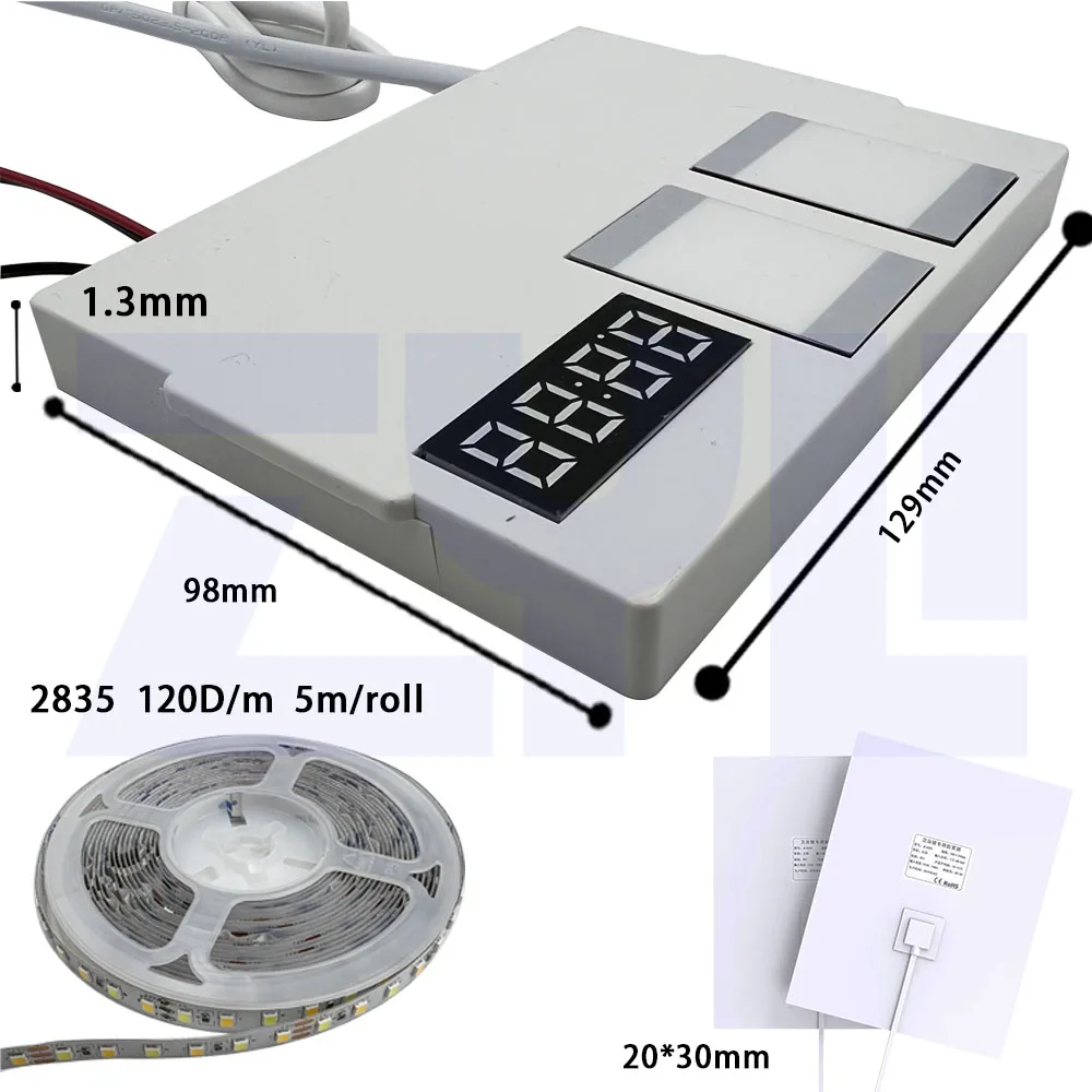 Streifenlicht-Controller, Touch-Spiegelsensorschalter mit Zeit, 24 W, intelligenter Badezimmerschrank-Spiegel, 5 m, LED-Streifen 2835, 120D, Antibeschlagfolie