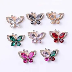 New 10Pcs Metal Mix Resin Colorful Butterflies Flat back rhinestone Appliques DIY Wedding Scrapbook Craft Home Art Decorations