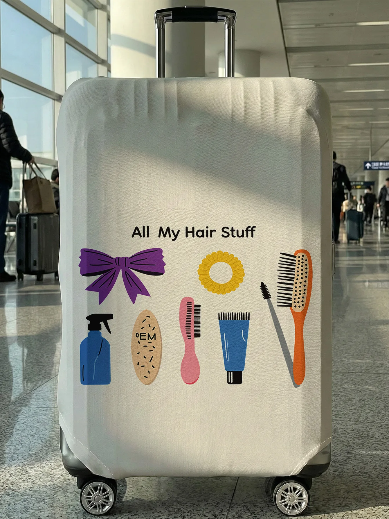 

Чехол для багажа с мультяшным принтом «All My Hair Stuff», подходит для чемоданов 18-32 дюймов, чехол на ручку чемодана, дорожные аксессуары