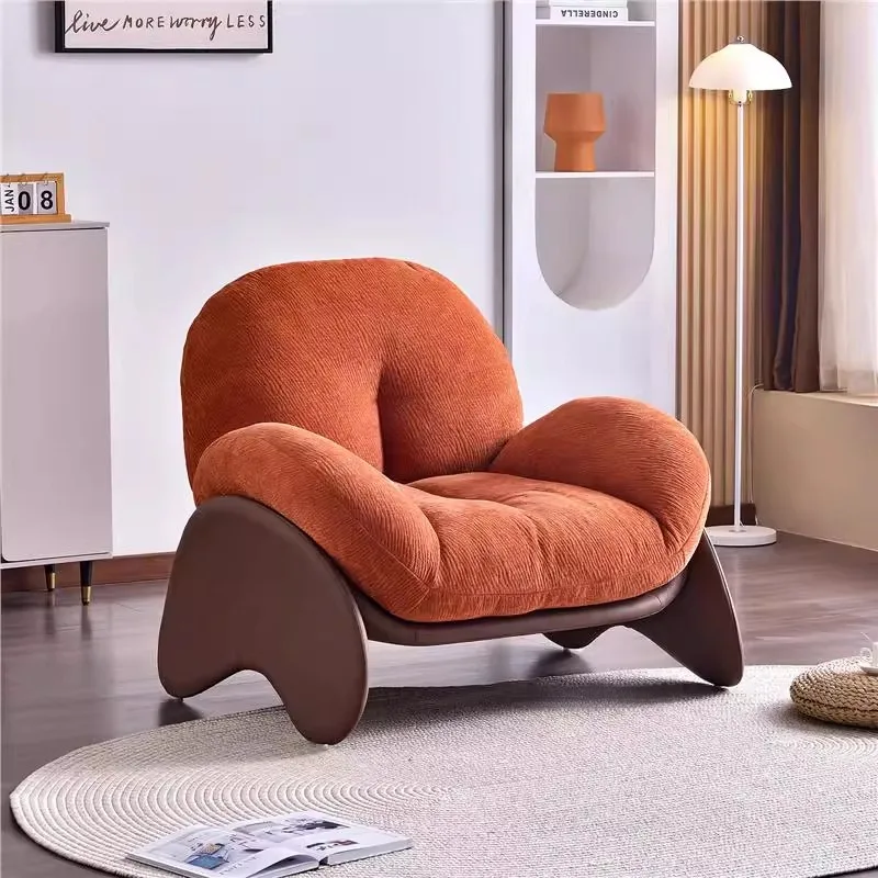 Selected Mid-century Minimalist Leisure Chair, Single Down Filled Internet Celebrity Squash Sofa Seat for Living Room