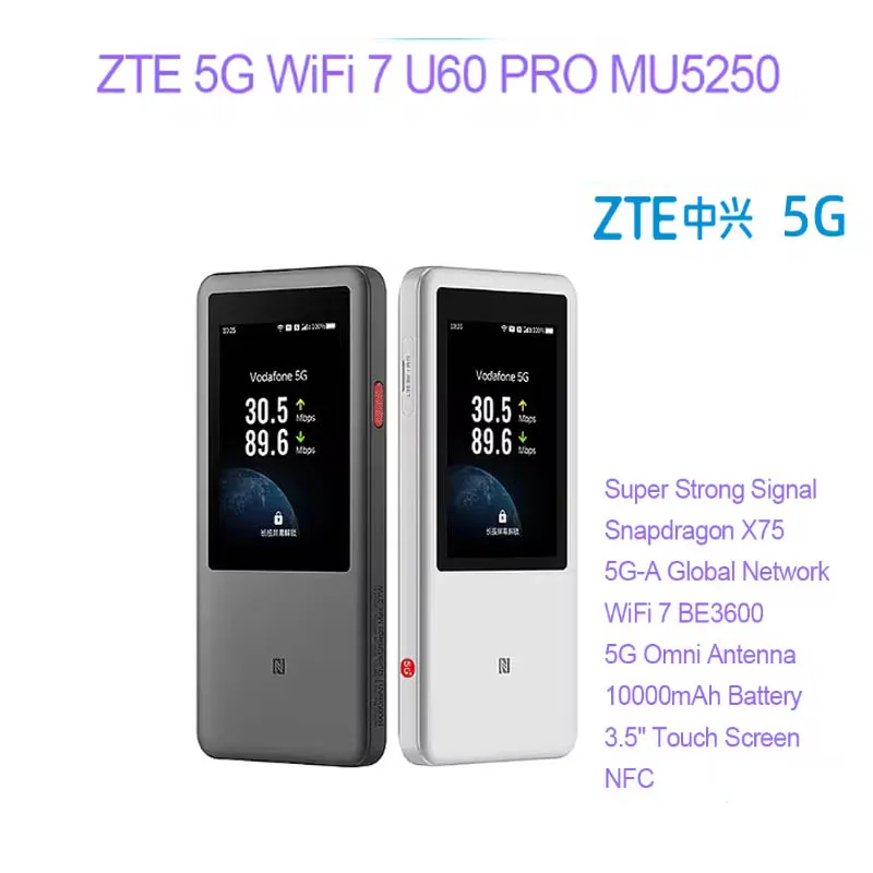 

Новый карманный Wi-Fi маршрутизатор ZTE U60 Pro MU5250 5G 5G-A Snapdragon X75 WiFi7 мобильный маршрутизатор