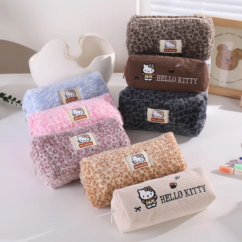 

Hello Kitty Corduroy Pencil Case Large Capacity Soft Fluffy Pen Bag Student Stationery Organizer Aesthetic School Supplies