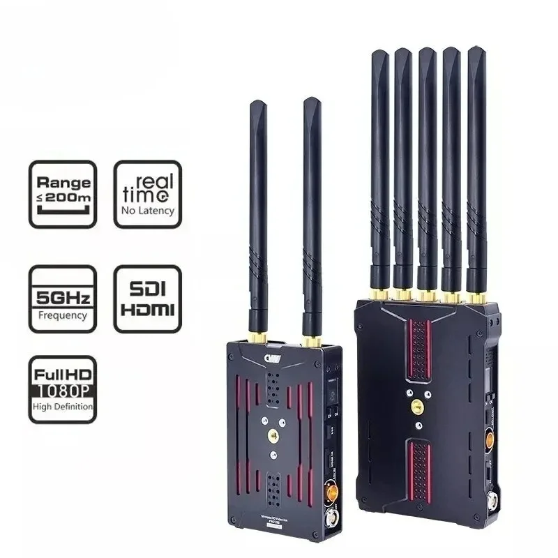 Pro200 200m Wireless HD Video Transmission System 5GHz SDI HD-MI 1080P Multifunctional Wireless Image Transmitter & Receiver