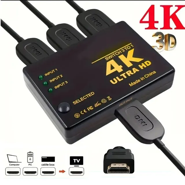 מתאם HDMI 3 ב-1 לשימוש יום-יומי עם ציוד אלקטרוני