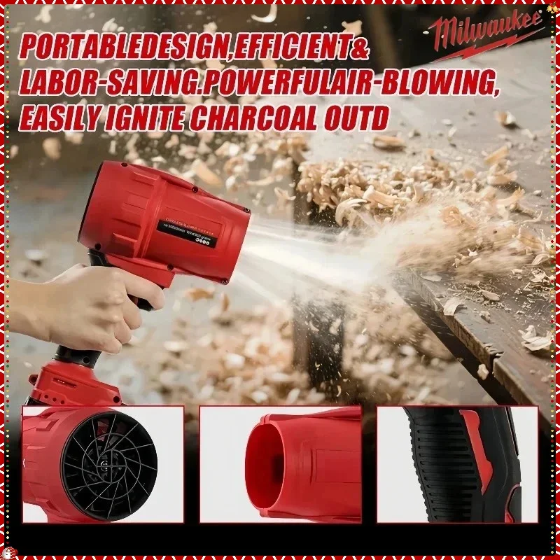 Milwaukee 30000 ot/min Akumulátorový turbojet ventilátor, nástroj pro odstraňování prachu z auta, elektrický ventilátor, super silný vítr pro 18V baterii - náhled 3