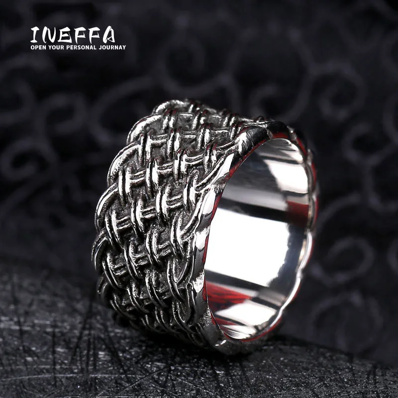 INEFFA Nordic Viking Celtic Knot Stainless Steel Ring Vintage StyleTitanium Steel Rings for Men Jewelry Size 7/8/9/10/11/12/13