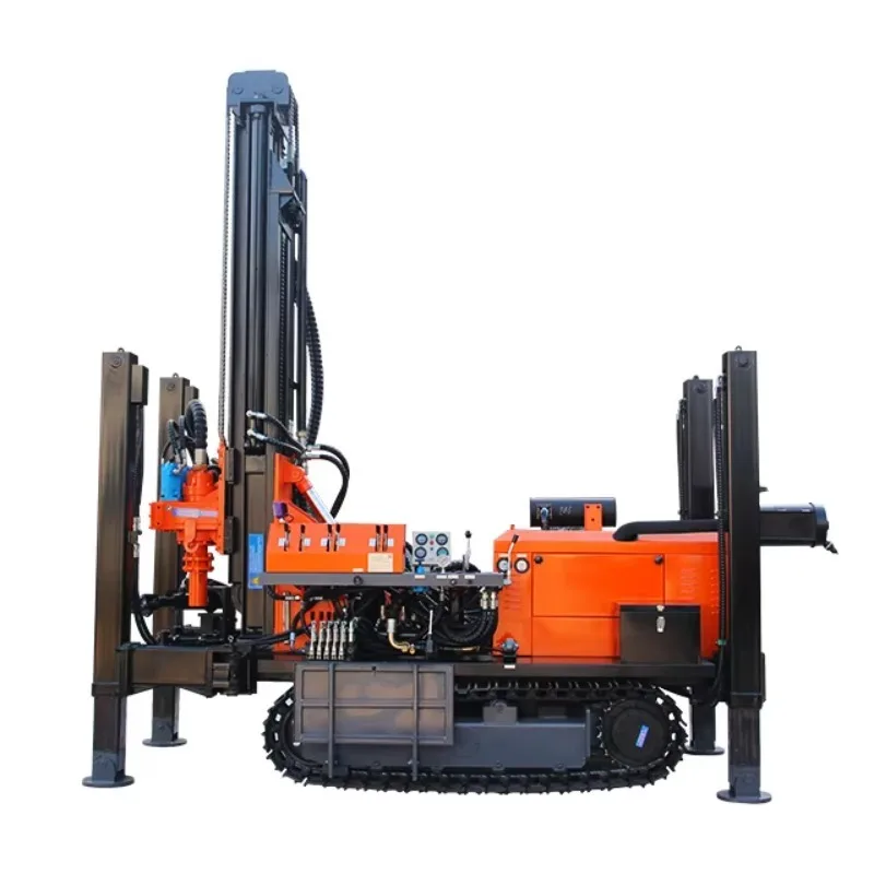 New Condition 220V Motor 22HP Power 180 Meter Full Hydraulic Crawler Water Well Drilling Rig Home Farm Construction Engine Core