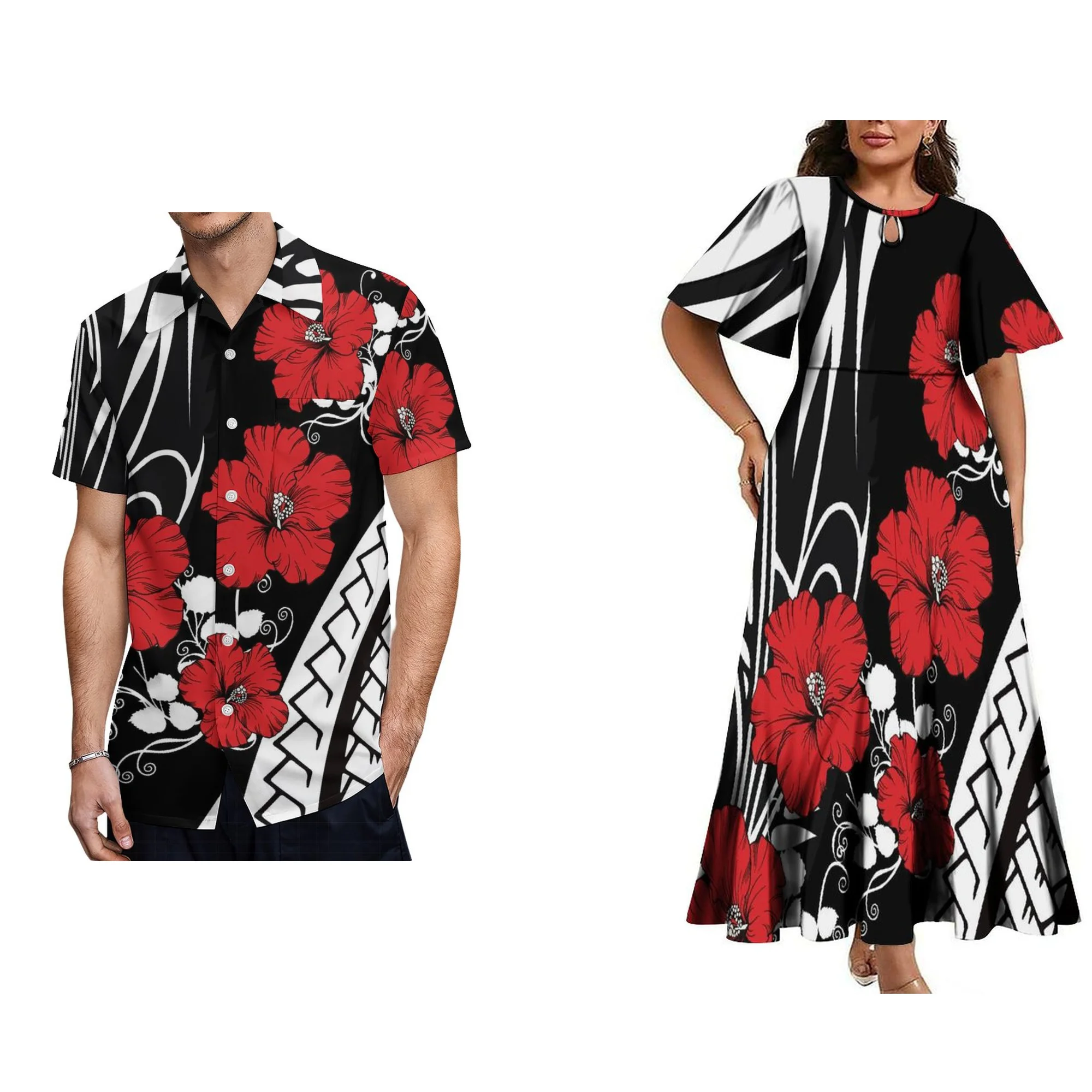 Water Drop Design Crew Neck Women Elegant Long Dress Custom Tonga Polynesian Tribal Print Casual Dress Plus Size Womens Dress