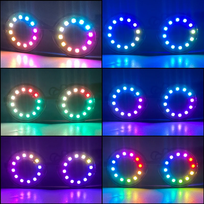 LED Bluetooth APP Flashing Glasses USB Charging Glasses Night Club Accessories Cell Phone Controlled Sunglasses