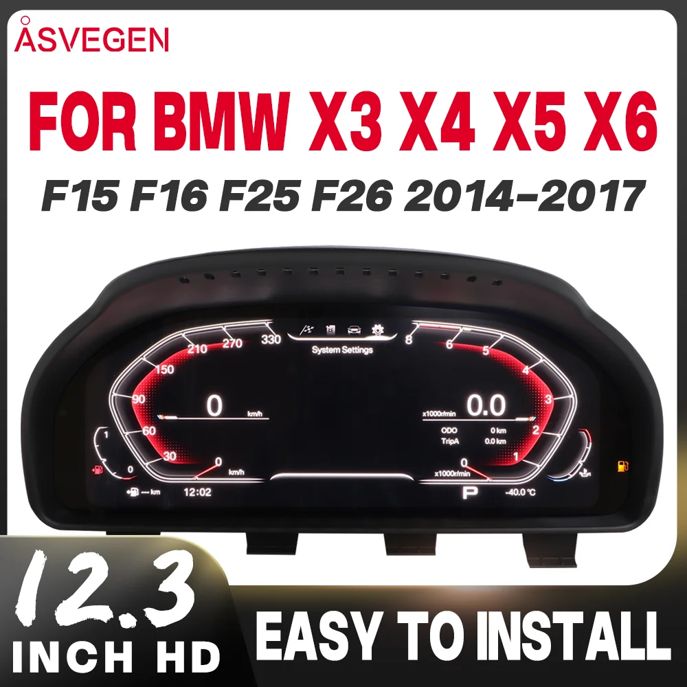 

12.3'' HD Digital LCD Instrument Cluster For BMW X3 X4 X5 X6 F15 F16 F25 F26 2014-2017 NBT Easy Install Car Dashboard Upgrade