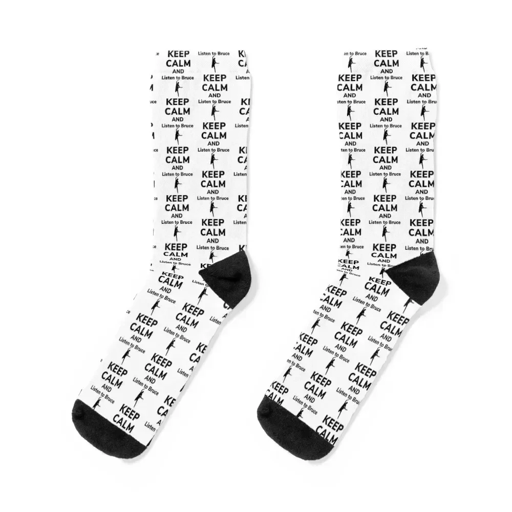 

Keep calm and listen to Bruce Socks retro Run compression Men Socks Women's