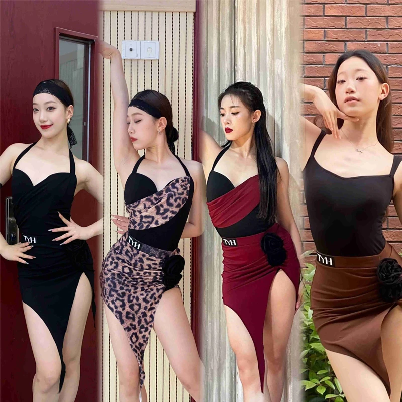 مثير تشاتشا اللاتينية أزياء رقص المرأة الرسن الأعلى غير النظامية تنورة الرقص اللاتينية الملابس الكبار السالسا الرقص الدعاوى SL12707