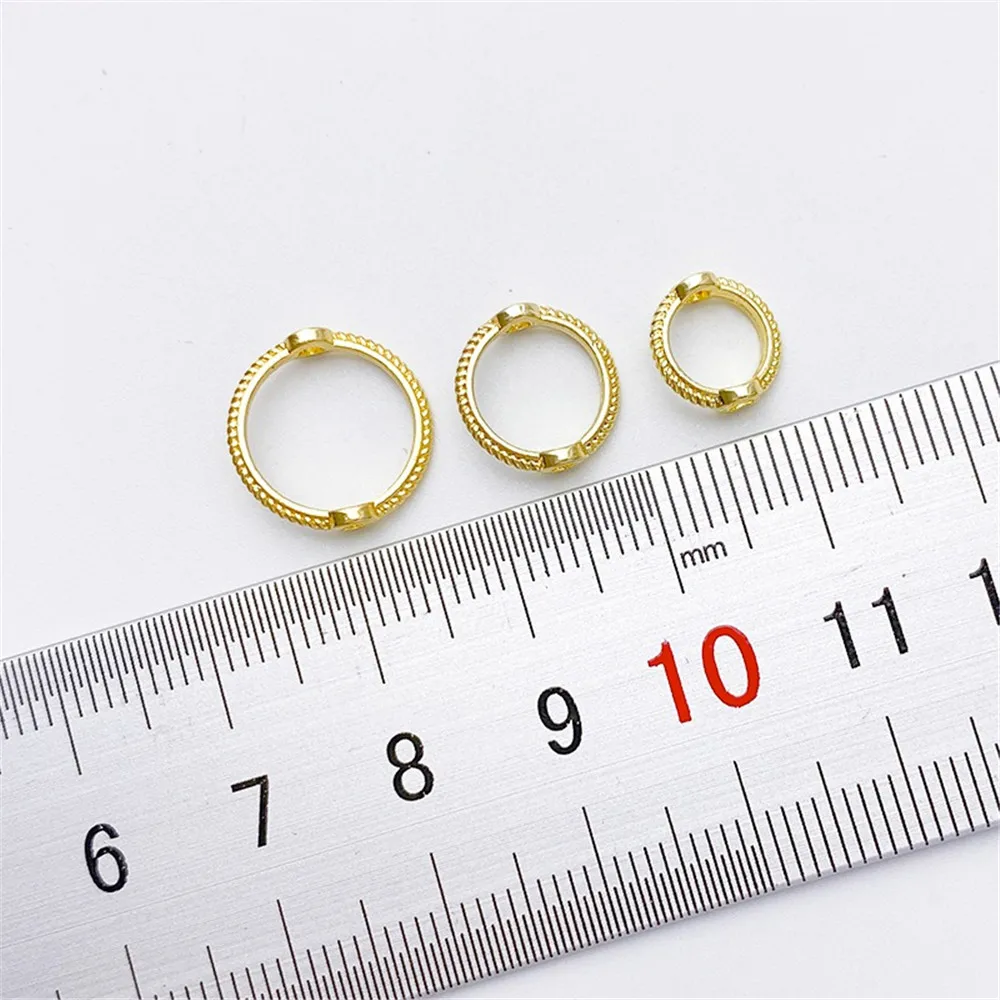 14K Gold-Color Lace Beaded Ring, Straight Hole Beaded Circle, DIY Bracelet, Necklace, Jewelry, Material Accessories Q035