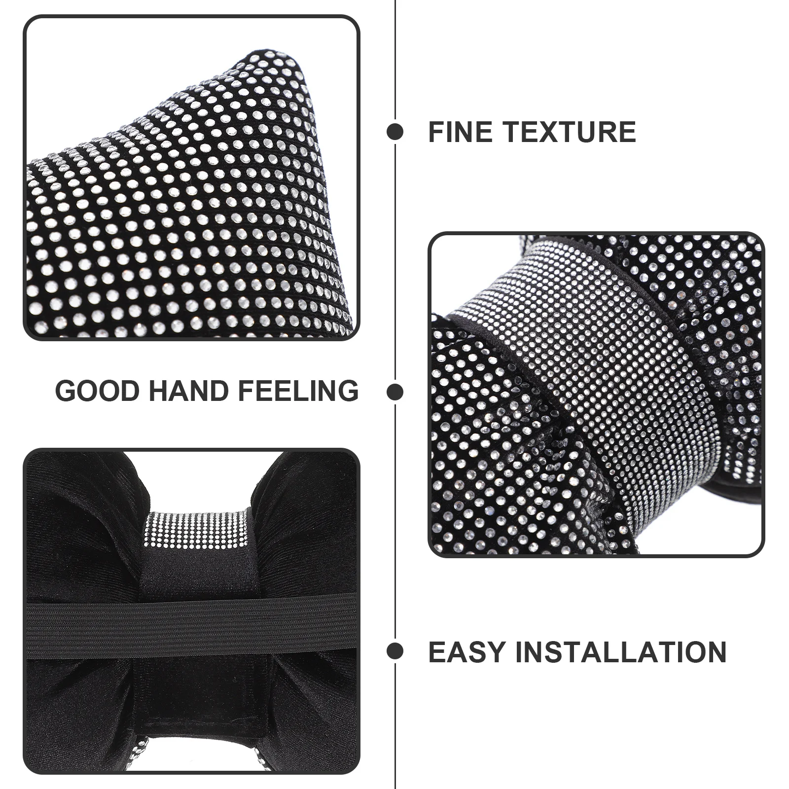 

2Pcs Bow Rhinestone Car Neck Pillows Vehicle Headrest Cushion Neck Support Comfortable Fatigue Relief Decoration