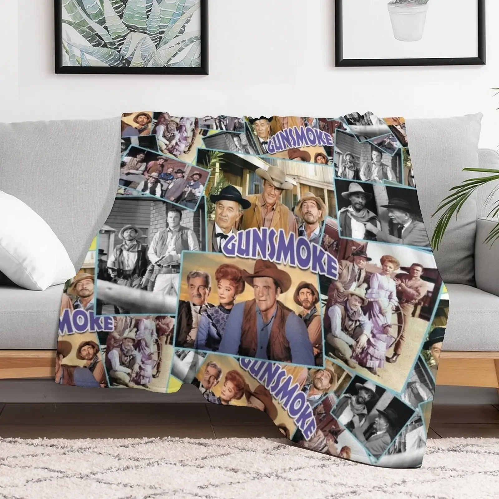 Gunsmoke, smoking guns Throw Blanket funny gift Thin Baby wednesday Blankets