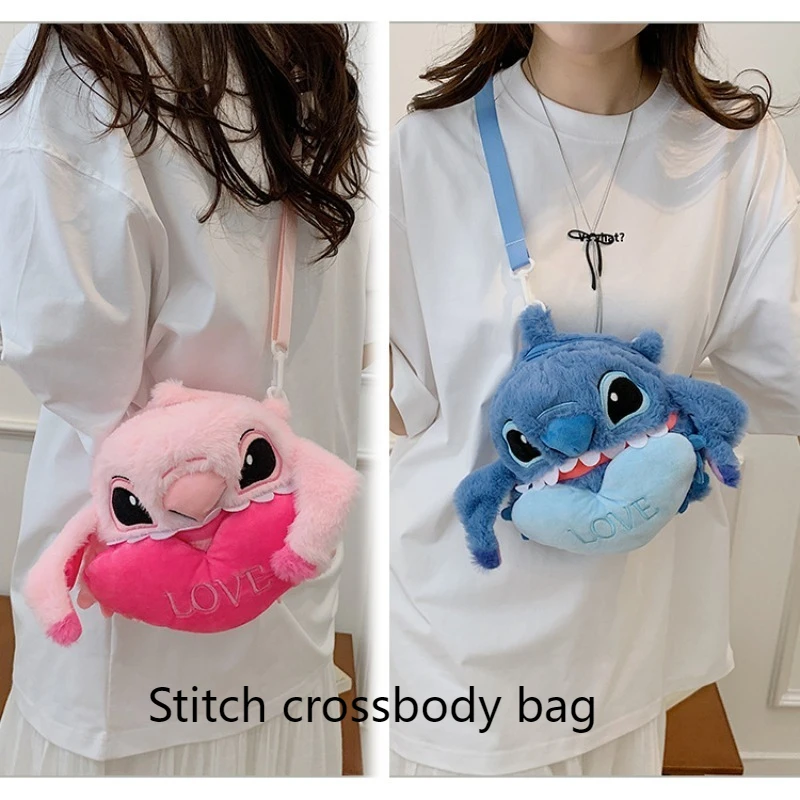 

Disney Stitch Kawaii Anime Plush Messenger Bag Women Fashion Shoulder Bag Cartoon Style Cute Plush Handbag Girls Birthday Gifts