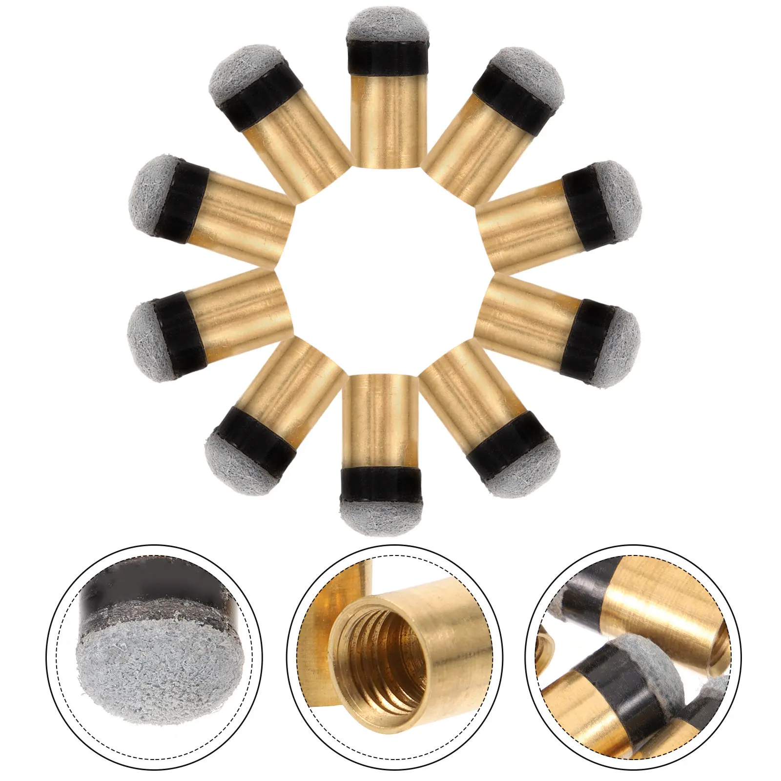 

10 шт. сменных наконечников для бильярдных киев, аксессуары для бильярда, легко устанавливаемые, на винтовой основе, имитация бильярдного наконечника