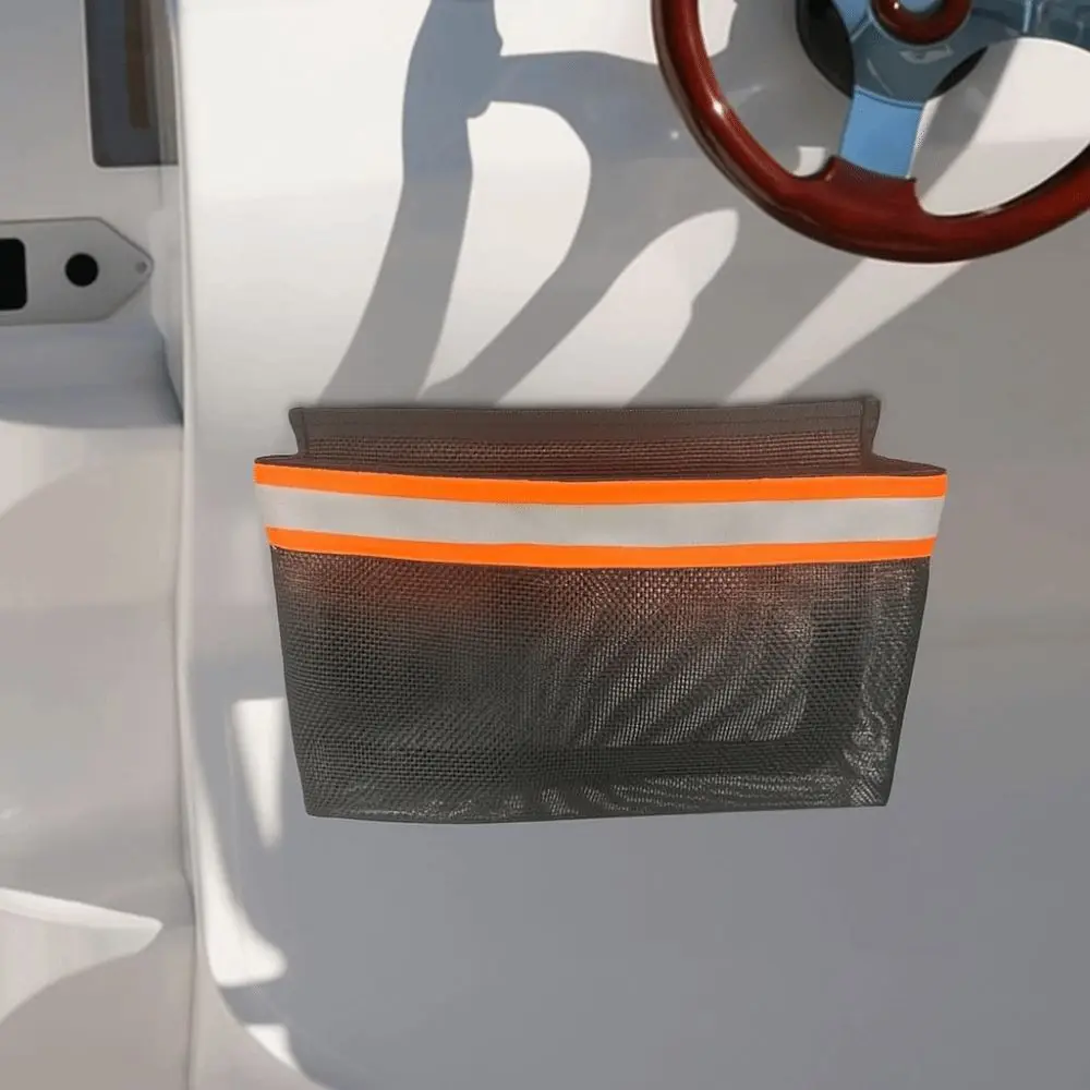 Portable Boat Storage Mesh Bag with Reflective Strips Easy to Install Marine Organizers Removable Multi-Purpose