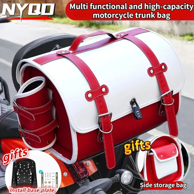 

33L Motorcycle Retro Rear Seat Bag Large Motorcycle Trunk Universal Scooter Electric Vehicle Helmet Storage Bag