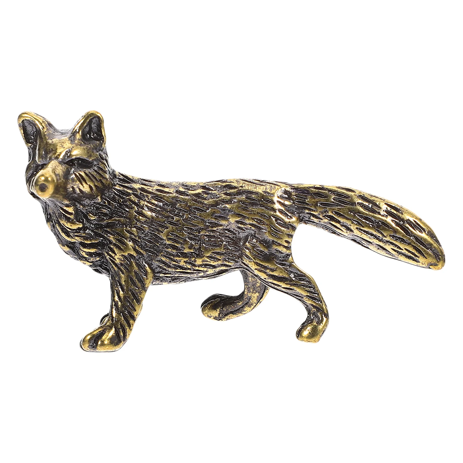 

Brass Fox Ornament Stuffed Animal Retro Style Craft Figurine Cake Gold Figurines Mini Office Statue