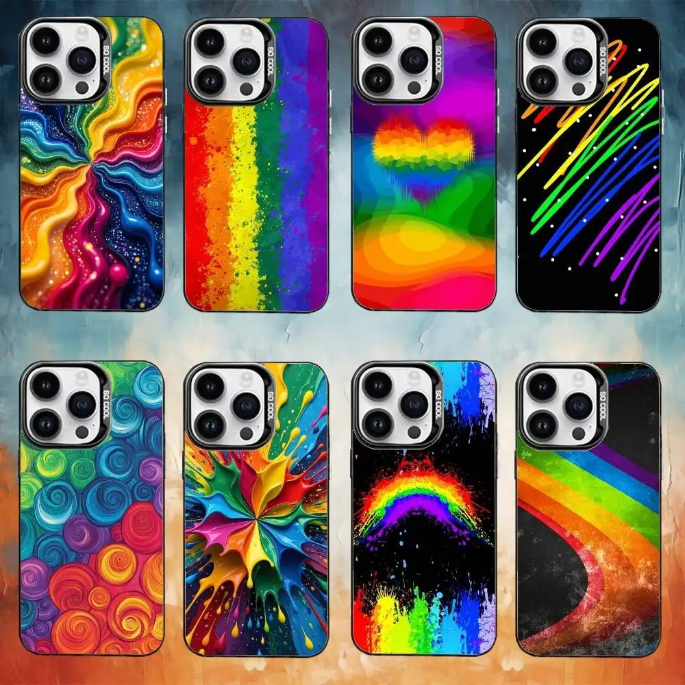 

Colorful Rainbow Stripe Phone Case For iPhone17,16,15,14,13,12,11 Plus,Pro Max Black Candy Matte Shockproof Cover