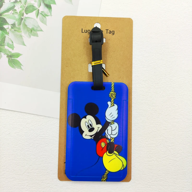 علامات أمتعة السفر من ديزني ميني، حقيبة نسائية لطيفة، حامل عنوان الهوية، علامات الصعود للأمتعة، ملصق محمول للفتيات #6