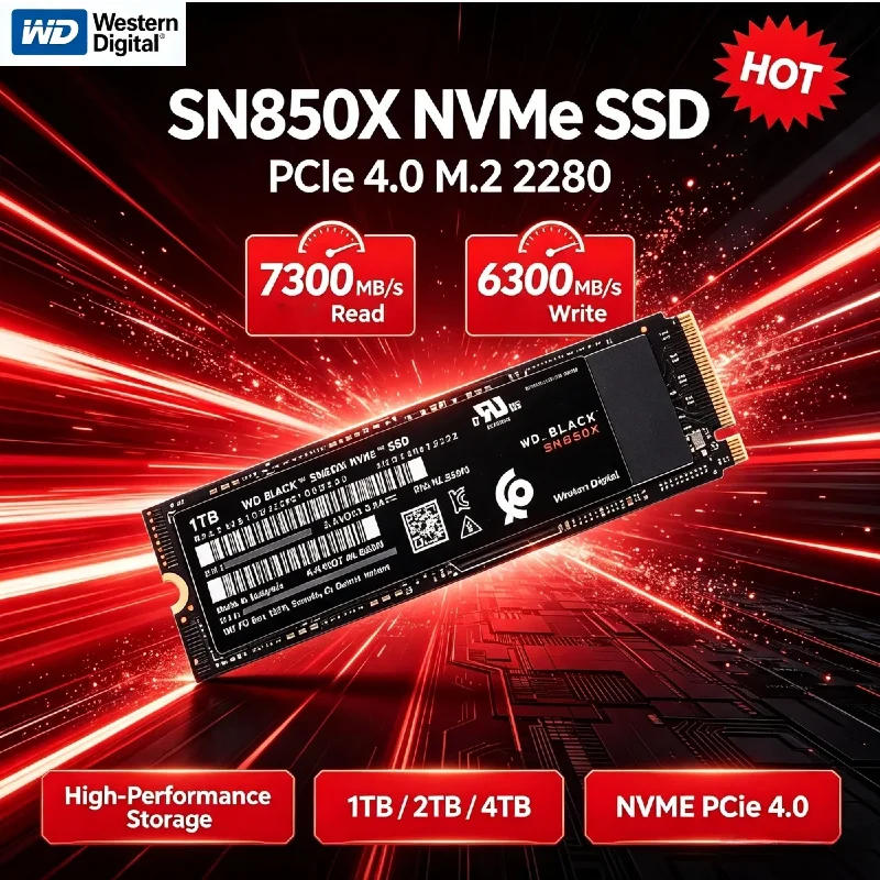 Original Western Digital SN850X WD M.2 2280 NVMe PCIe Gen4.0 SSD 1/2/4TB Internal Solid State Drive SSD Hard Disk For PC Laptop