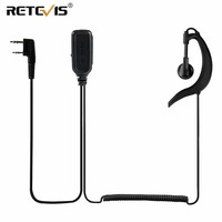 Retevis EEK018 G-Shape Earpiece For Kenwood 2Pin Walkie Talkie RT622 RT81 RT3S H777 RT86 VOX PTT Coiled Top Cable Headset 1-wire