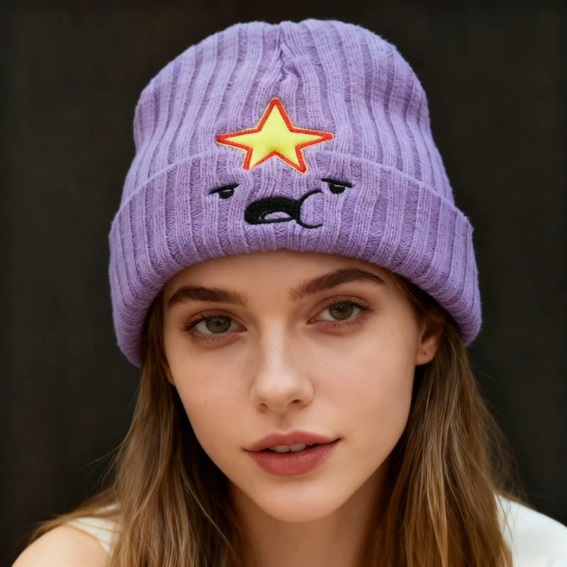 1 قطعة قبعة صغيرة شتوية دافئة من الصوف الأرجواني ، قبعة صوفية للرجال والنساء ، أغطية جمجمة مطرزة ، قبعة محبوكة من الأكريليك لحماية الأذن #1