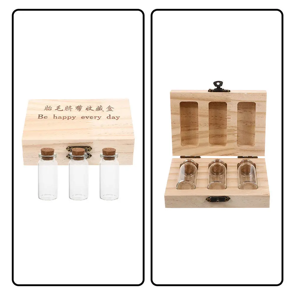 1Set Baby Hair Umbilical Cord Preservation Box Natural Wood Keepsake Case for Newborn First Haircut Fetal Hair Storage Tooth