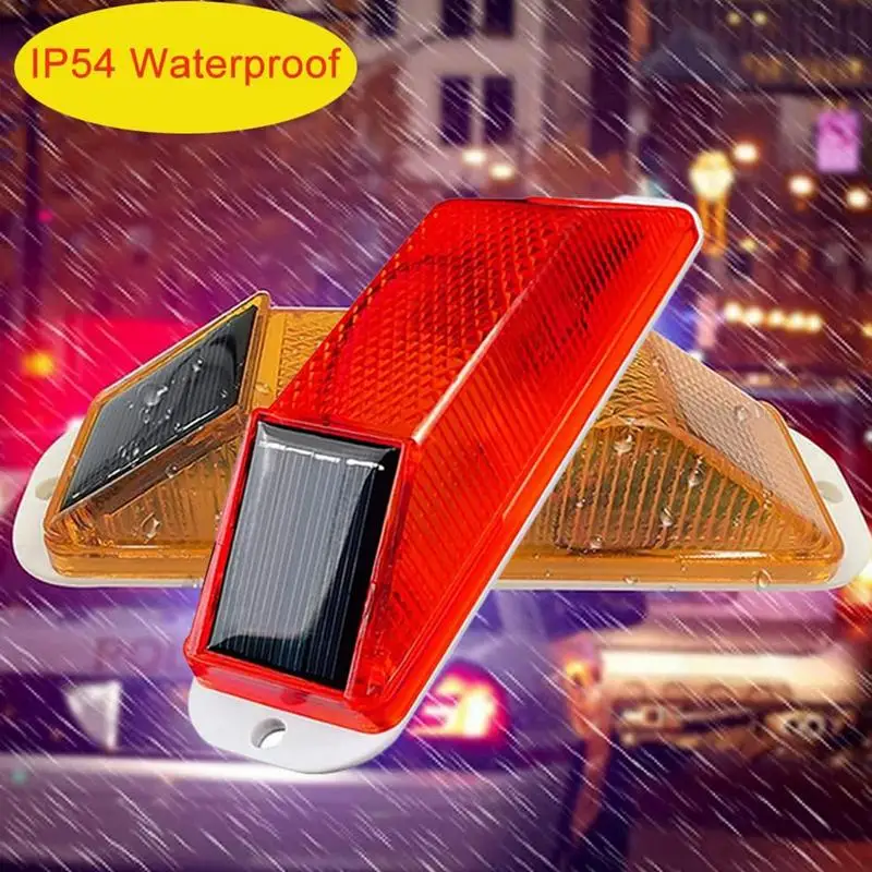 LED Solar Strobe Warning Lamp Solar Rechargeable Night Driving Traffic Safety Cautionled LED Light Chip Control Car Accessories