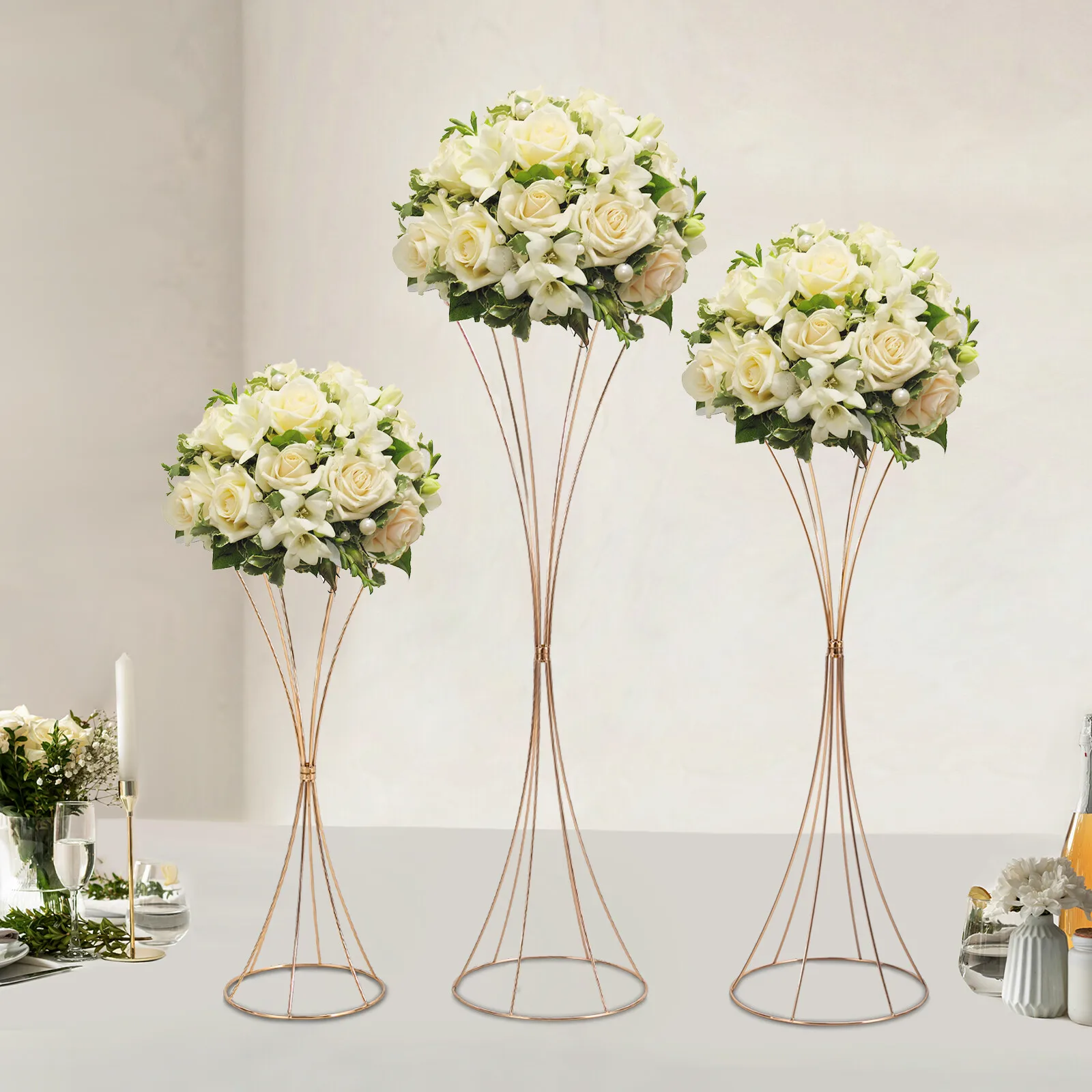 Reusable Gold Flower Stands 3.97Lbs Total Weight, Smooth Surface Easy to Clean For Living Rooms & Coffee Shops