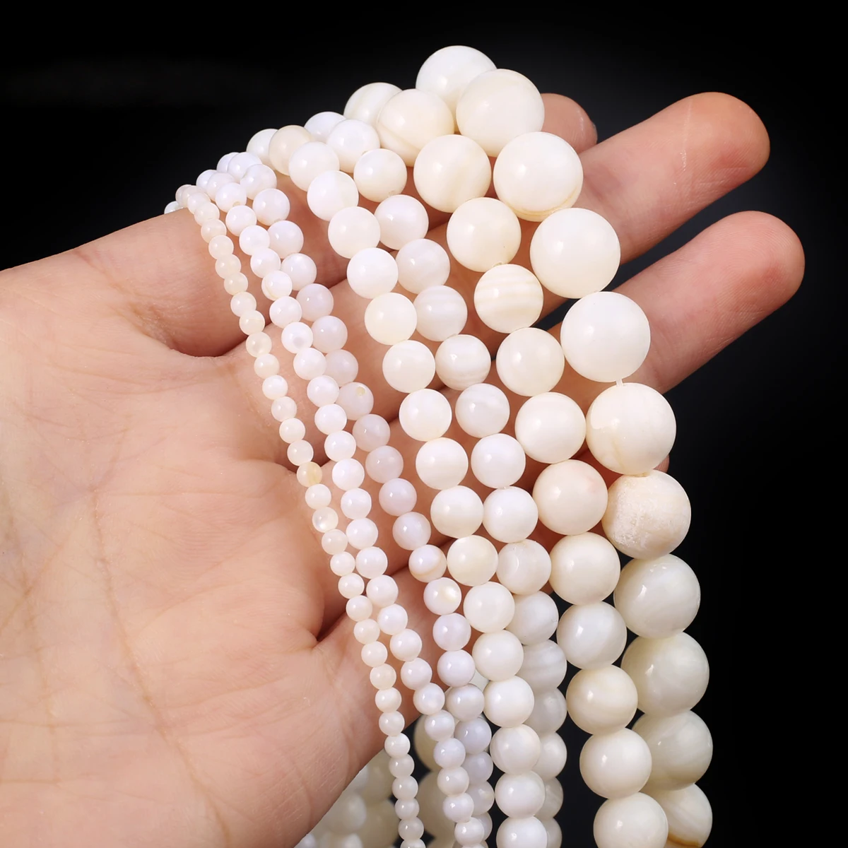 Natural White Freshwater Shell Beads Round Mother of Pearl Shell Spacer Bead for Jewelry Making Diy Women Necklace Bracelet