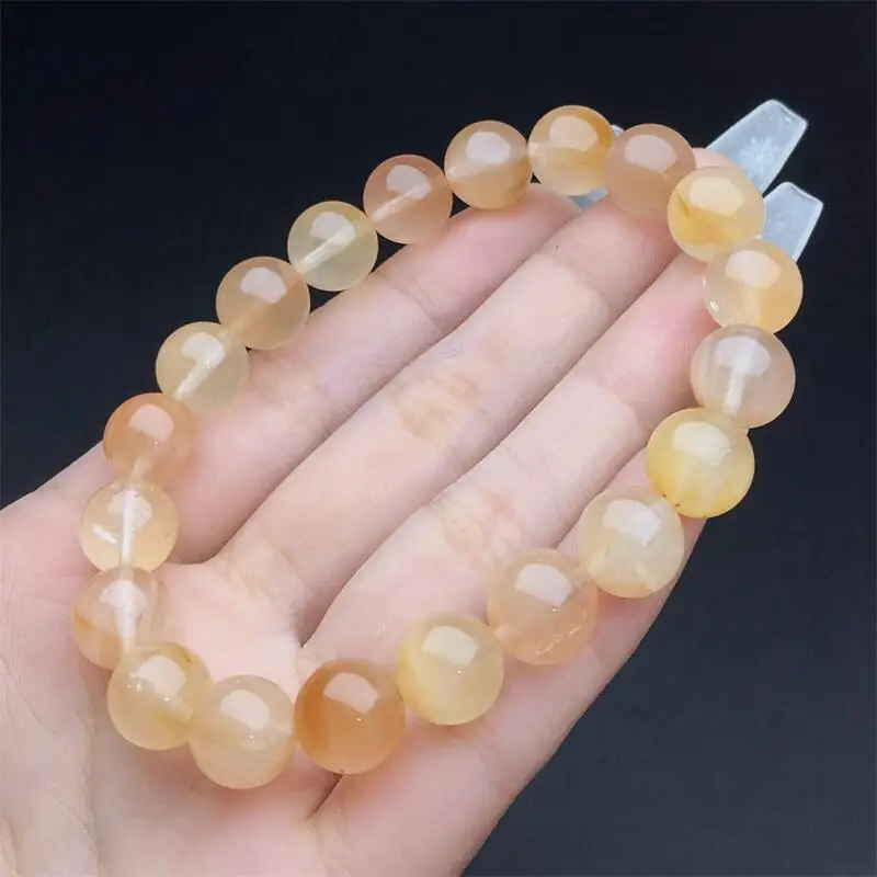 9MM Natural Orange Rabbit Hair Quartz Bracelet Fashion Reiki Gemstone Round Beads Jewelry Couple Holiday Gift 1PCS