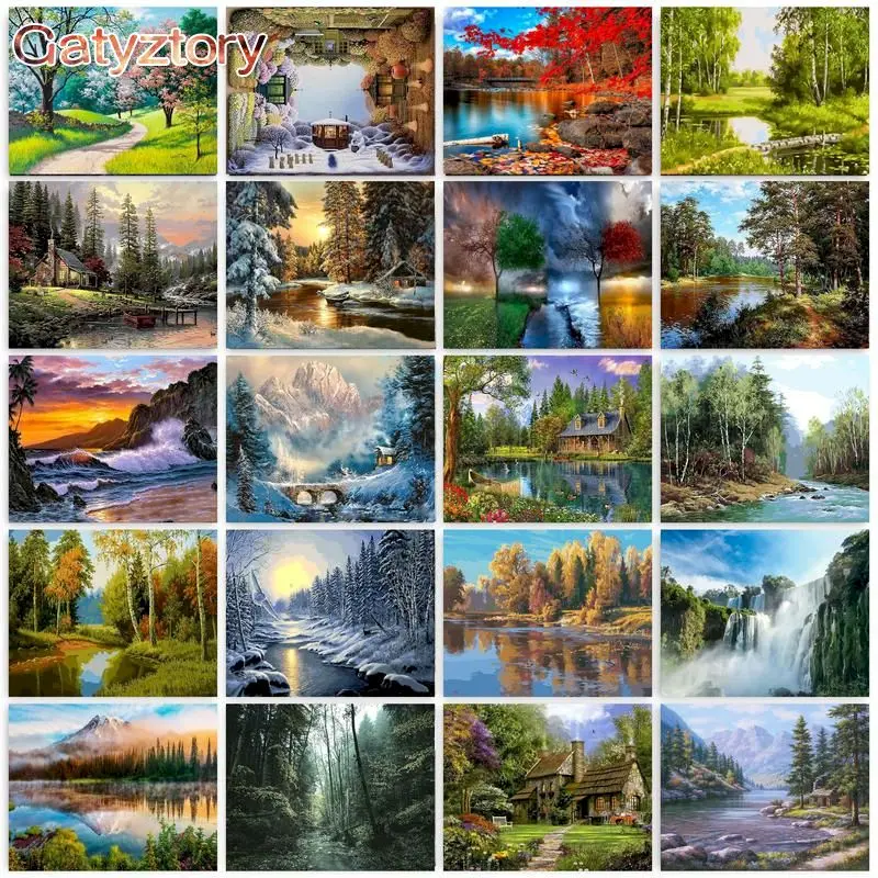 GATYZTORY 60x75cm Frame DIY Painting By Numbers For Adult Childen Landscape Pictures By Numbers DIY For Home Decor Unique Gift