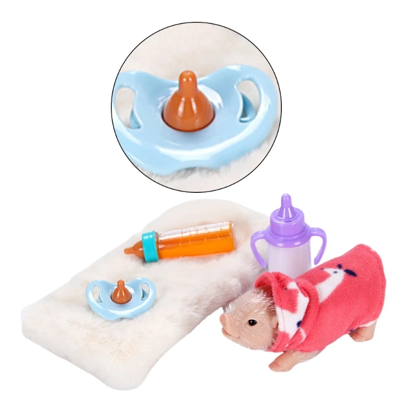 

Pig Model Life Like Silicone Animal Toy Realistic Piglet Toy with Clothes Animal Soft Reborns Raise A Pet Toy