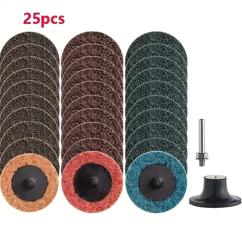 25Pcs 2inch Nylon Quick Change Sanding Discs Set, with 1/4