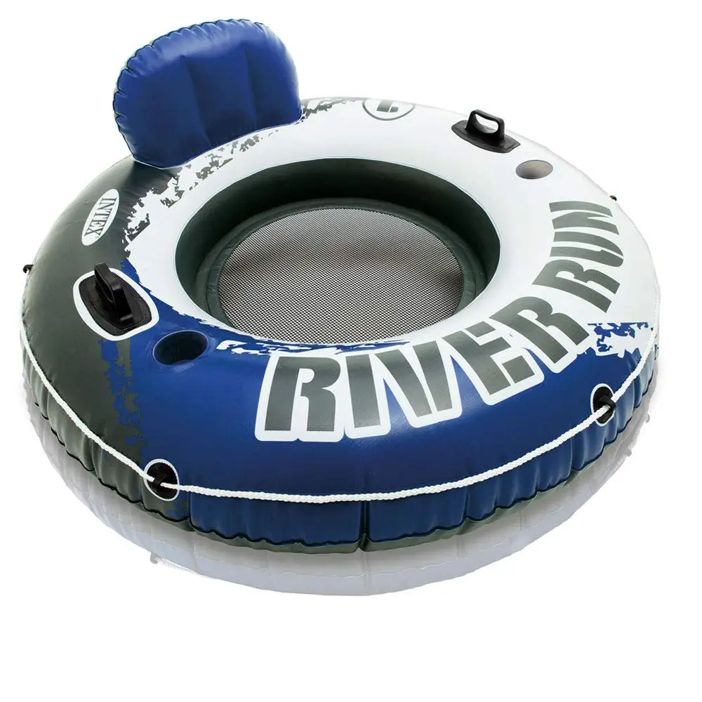 58825EP River Run 1 Inflatable Floating Lounge: Comfortable Backrest – Built-in Cup Holders – Durable Grab Handles –, Custom