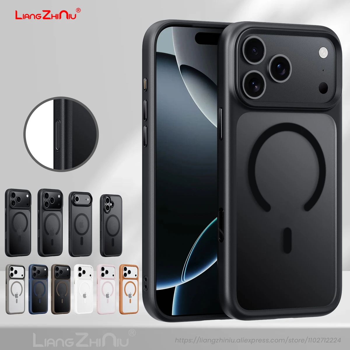 

Для Iphone 17 Pro Max 17 Air 17 Pro 17 Магнитный чехол для телефона Magsafe Зарядка ТПУ + ПК с защитой от отпечатков пальцев (с кнопкой камеры)