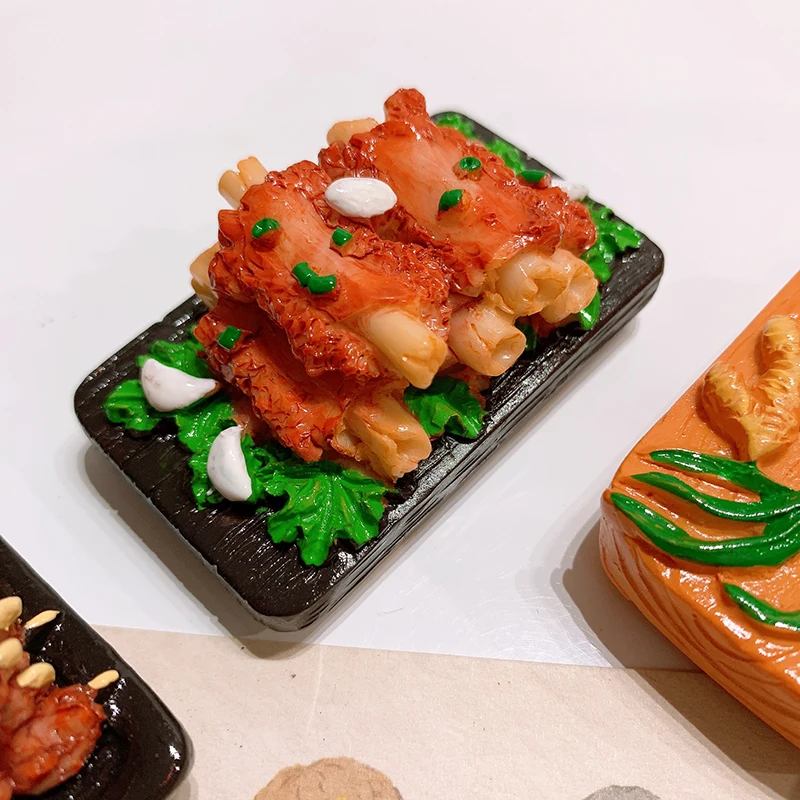 Hand-painted Steak And Lamb Skewers Pork Ribs Chicken Chop 3D Fridge Magnets Tourism Souvenirs Refrigerator Magnetic Stickers