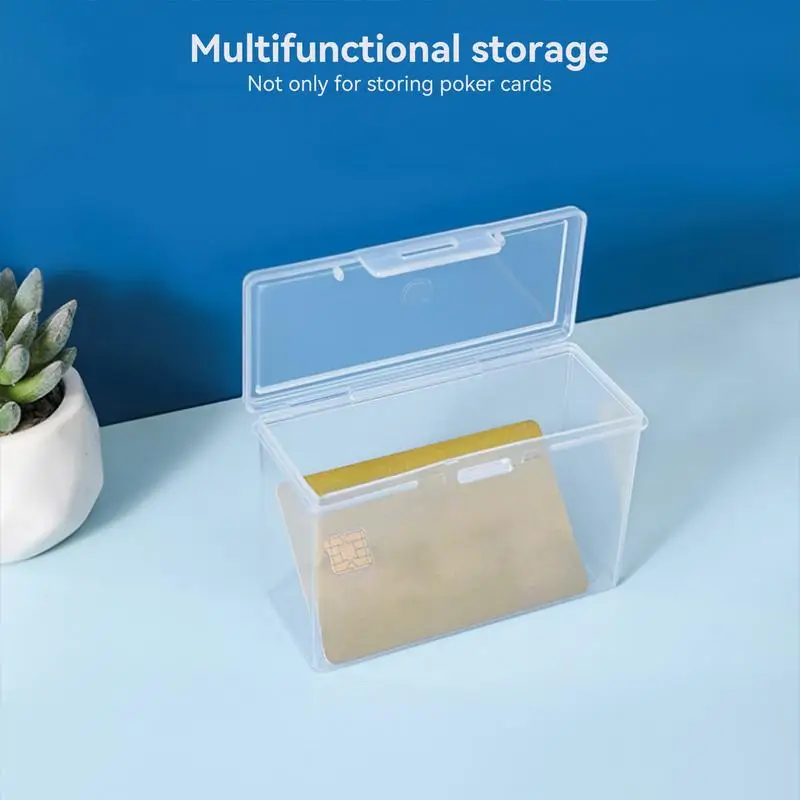 Clear Business Card Storage Box, Business Card Holder, Organizador De Armazenamento com Fivela De Segurança para Parafuso Cartão Jóias e Cartão De Jogo