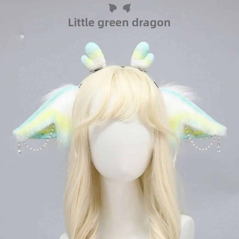 

Anime Cosplay Xiaolongpi Ear Headband Plush Headwear Biomimetic Animal Fur Set Cosplay Performance Props