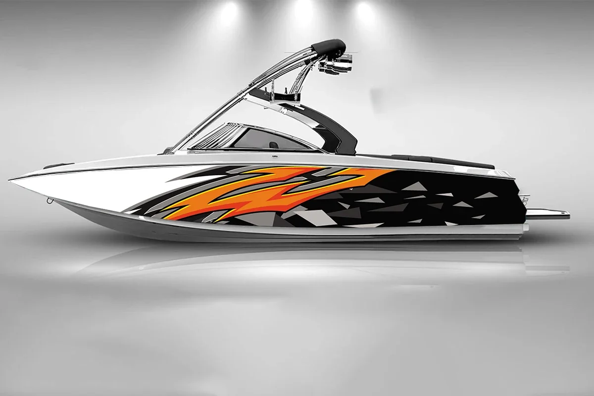 geometric stripe honeycomb Boat Sticker, PVC Waterproof Durable Vinyl Wrap Decals for Fishing Boats, Durable and Stylish Design