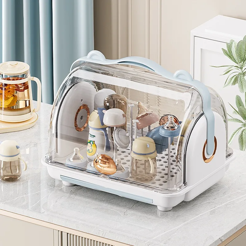 

Baby bottle storage box with lid, dust-proof water cup, drain rack, baby bowl and chopsticks storage box, plastic storage box.